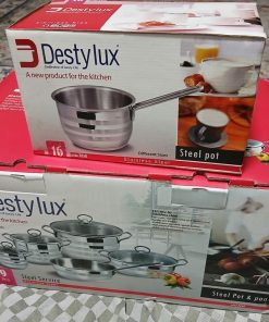 سرویس قابلمه استیل 9 پارچه دسته استیل دستی لوکس destylux 19 سرویس قابلمه استیل 9 پارچه براق دسته استیل دستی لوکس۷