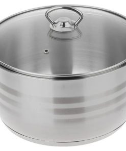 سرویس قابلمه استیل 9 پارچه دسته استیل دستی لوکس destylux 21 ماهی تابه دو دسته استیل براق دسته استیل دستی لوکس