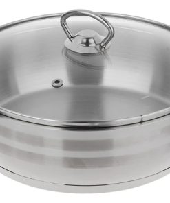 سرویس قابلمه استیل 9 پارچه دسته استیل دستی لوکس destylux 20 ماهی تابه دو دسته استیل براق دسته استیل دستی لوکس۲
