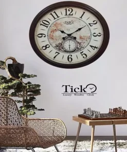 ساعت دیواری چوبی تیک مدل 714 با طرح جزیره و قطر 70 سانتی‌متر